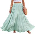 thumbnail image 2 of Women's Cotton Linen Skirt High Waist A-Line Pleated Maxi Skirts Casual Flowy Beach Vacation Skirts, XL, 2 of 5