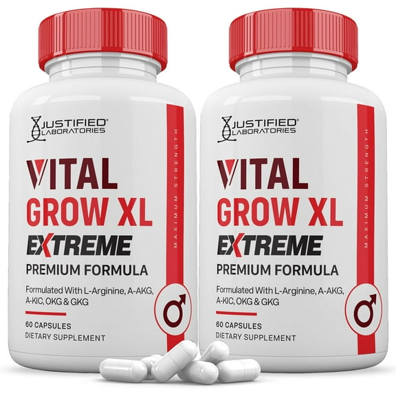 (2 Pack) Vital Grow XL Extreme Pills 1600MG Premium Formula Proprietary Blend for Men's Health 120 Capsules