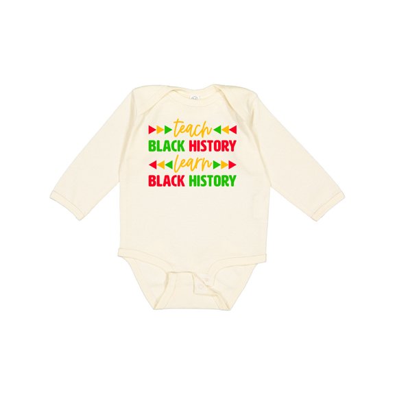 Inktastic Teach Black History, Learn Black History Boys or Girls Long Sleeve Baby Bodysuit