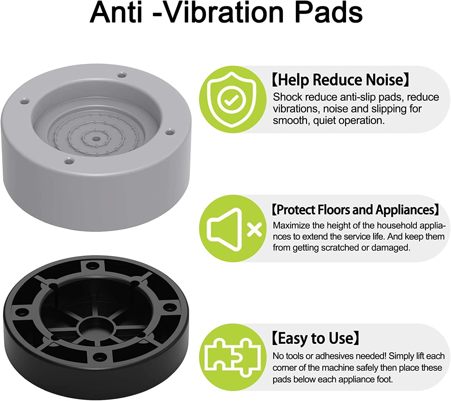 12-Pack Anti-Vibration Rubber Pads for Washing Machine, Washer & Dryer, Dual Design, Universal Fit for Furniture & Appliances