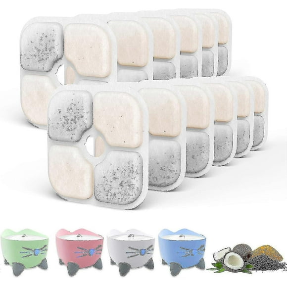 12 Packs Of Cat Water Fountain Filters, Compatible With The Catit Pixi Pet Fountain. Keep Your Cat Healthy And Hydrated.