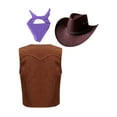 thumbnail image 2 of Yruioon Cowboy Costume for Boys Girls Western Cowboy Cowgirl Outfit Retro Vest with Cowboy Hat Purple 10, 2 of 5