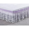 thumbnail image 4 of Falda de cama de encaje envolvente Falda de cama con volantes Cubierta de polvo Funda de cama con volantes(Lavender,Size:Queen), 4 of 11