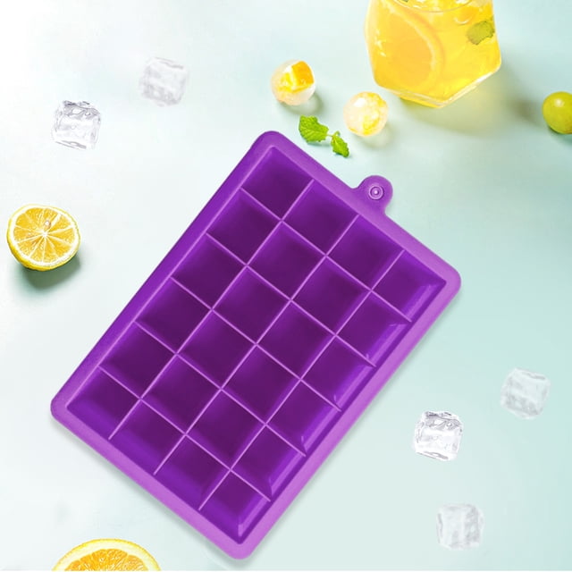 Molde de Silicona para Cubitos de Hielo Flexible 24 Antiadherente Cuadrado para Congelador (Morado) Sywqhk Libre de BPA
