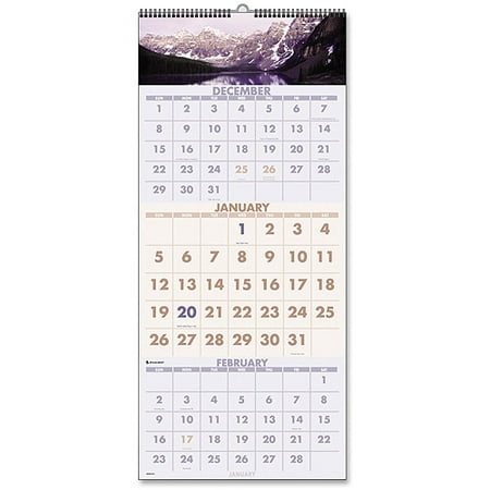- Visual Organizer Scenic 3-Month-Per-Page Panoramic Wall Calendar