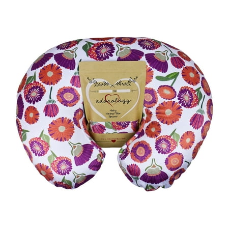 - Minky Nursing Pillow Slipcover | Floral Design | Infant Breastfeeding Soft Pillow Cover | Great Baby Shower Gift for Any Mom to Be by Adorology (Pillow Not Included)