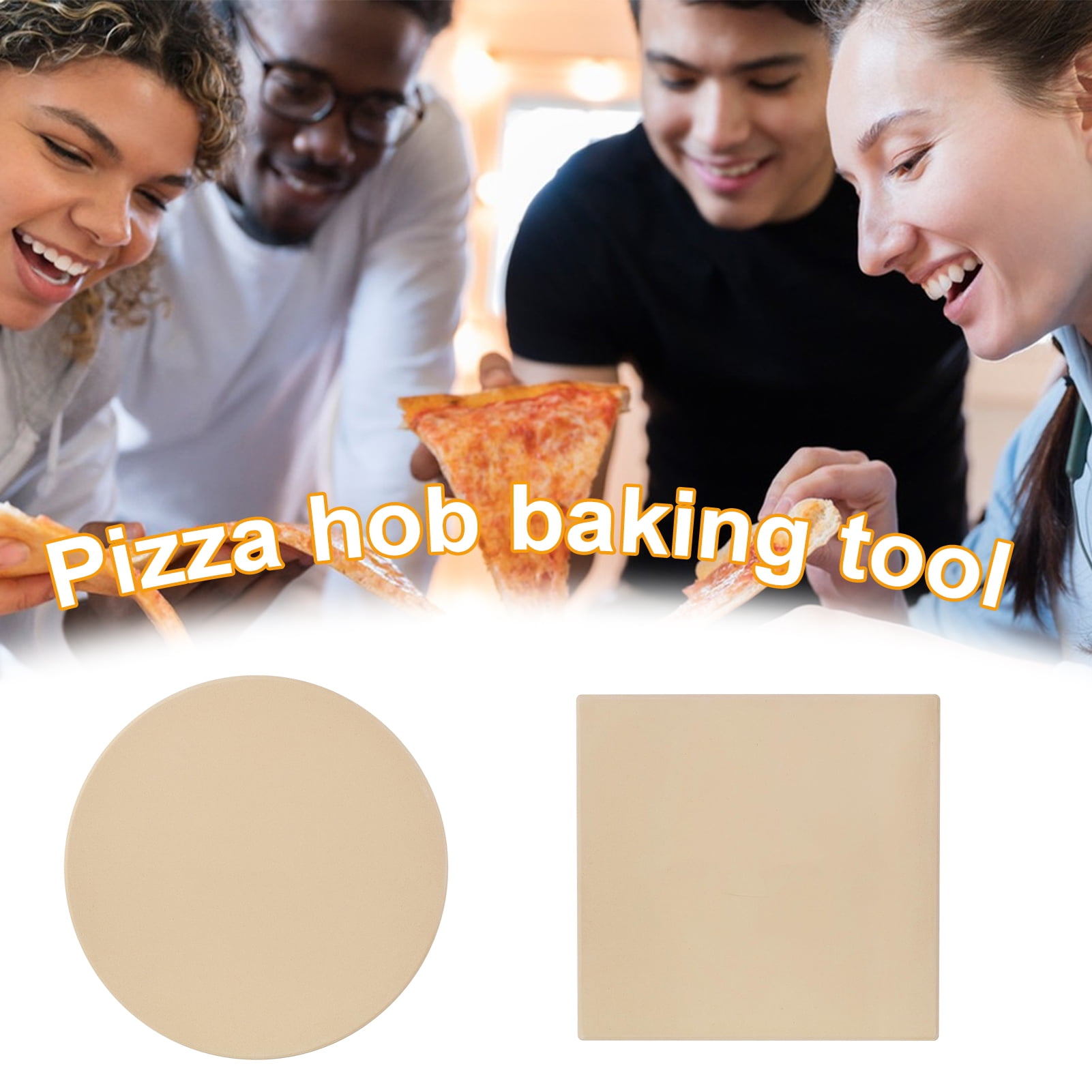 Homelife Cordierite Pizza Stone for Oven And Grill Square Baking Sheet Thermal Shock Resistant Cooking Stone Multi-Purpose Round Pizza Pan for Pizza Bread Biscuits