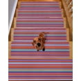 thumbnail image 2 of Vintage Striped Stair Treads Non Slip for Steps Country Red Blue Colorful Stripes 4 Pcs Reusable Adhesive Stair Runner Mats for Dogs Elders Carpet Treads Rugs for Staircase 8x30 In, 2 of 7