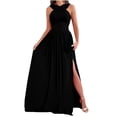 thumbnail image 4 of Vestidos Para Mujer Vestidos Casuales Sólido Adelgazante Sin Espalda Cuello Halter Hem Split Odeerbi ODB159300, 4 of 9