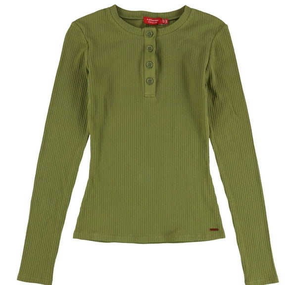 n:philanthropy Womens Ribbed Henley Shirt, Green, Small
