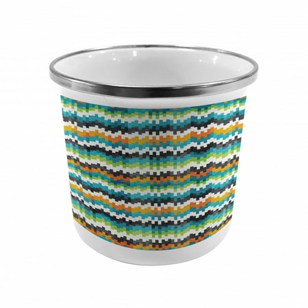 

Geometric Steel Camping Mug Abstract Trippy Funky Digital Complex Forms Creative Mosaic Technology Motif Printed Thermal Cup for Camping and Outdoor Activities by Ambesonne