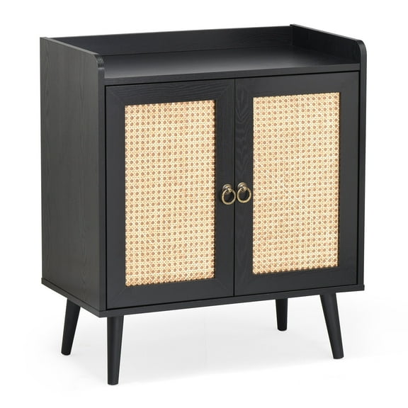 Wooden Sideboards Sideboard Buffet Cabinet with Storage, Bar Liquor Cabinet with Rattan Decorated Doors, Credenza Console Tablefor Dining Room, Living Room,Hallway,Dining Room Sideboards