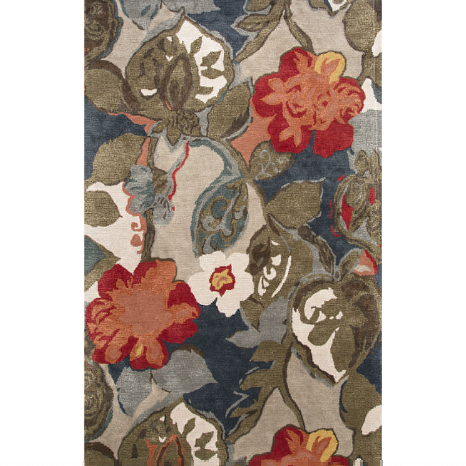 Royal Rugs Blue Blue/Red Floral Area Rug