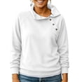 thumbnail image 2 of SYwaren Women's Casual Sweatshirt Solid Color Lapel Button Long Sleeve No Hood Fashion Loose Fit Top, 2 of 6