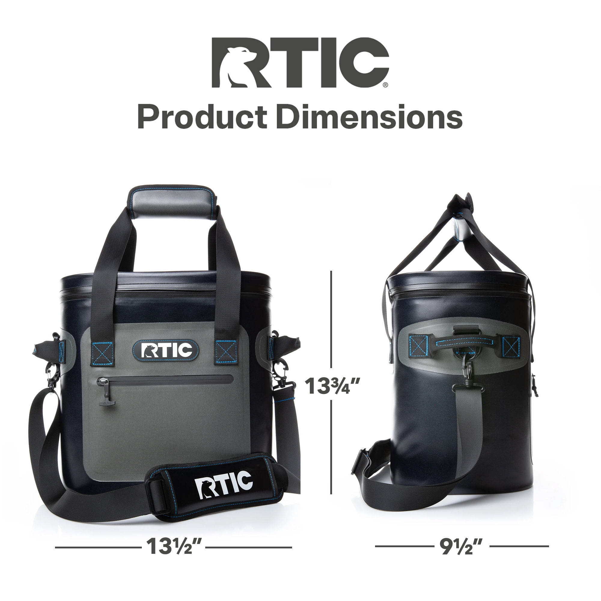 RTIC 20 Can Ultra-Tough Soft Cooler, 15 Qt, Leakproof, Waterproof Zipper,  Blue / Grey