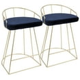 thumbnail image 5 of Canary Contemporary-Glam Counter Stool In Gold With Blue Velvet - Set Of 2, 5 of 6