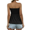 thumbnail image 6 of ZXSXSY Women's Holiday Strapless Elastic Pleated Tube Top Summer Casual Off The Shoulder Shirt Blouse Tanks Camis, 6 of 6