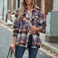 thumbnail image 6 of Huesdet Plaid Flannel Shirts for Women Long Sleeve, Loose Fit Womens Casual Flannels Button up Shirts Blouses Tops Orange,L, 6 of 7