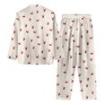 thumbnail image 5 of Youpwaven Valentines Pajamas Set for Womens Cherry Print Soft Breathable Milk Silk Button up Collared Sleepwear, 2-Piece, Size XXL, 5 of 6