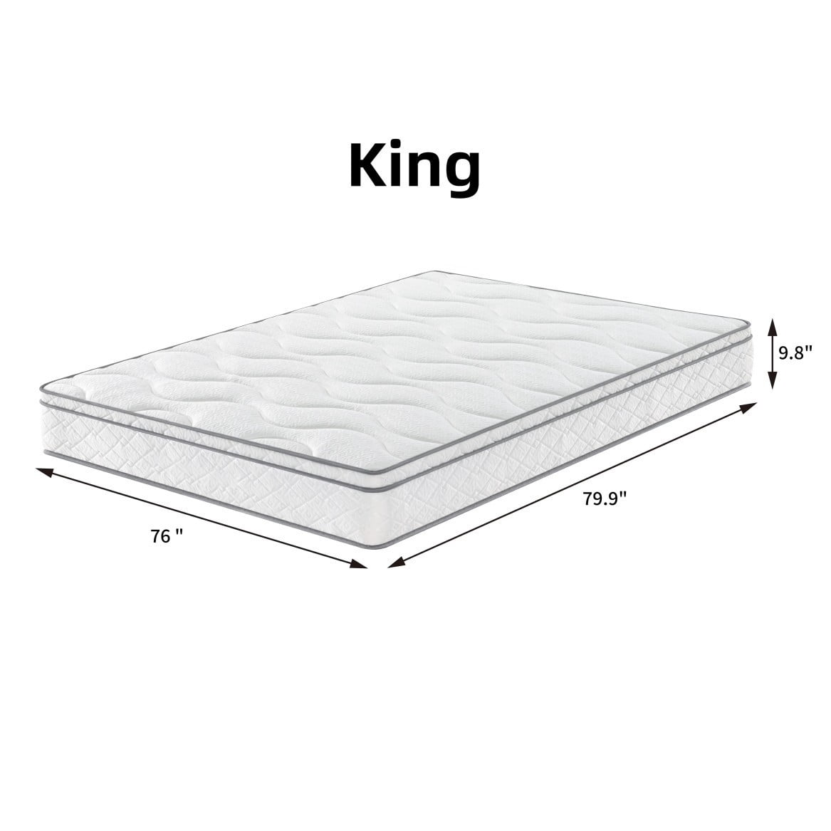 King Size Mattress, 10 Inch Hybrid Mattress in a Box with Gel Memory Foam and Individually Wrapped Pocket Coils, Medium Firm Bed Mattress for Pressure Relief, CertiPUR-US Certified