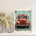 thumbnail image 2 of Qisvanset 12x16 Inch Framed Canvas Wall Art Sage Green Fire Truck Vehicle Boys Kids Nursery Wall Print Set, 2 of 8