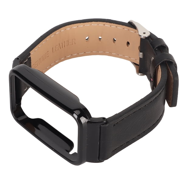 Correa de Reloj de Cuero PU con Caja de Acero Inoxidable Negro para Mi Band 7 Pro Correa de Reloj de Reemplazo Impermeable Cubierta Protectora de Correa de Reloj de Liberación ANGGREK Otros