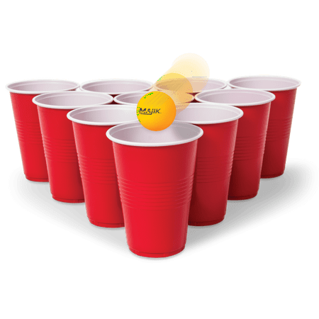 Majik Ka-Pong Portable Party Game, 22 Cups & 15 Table Tennis Balls