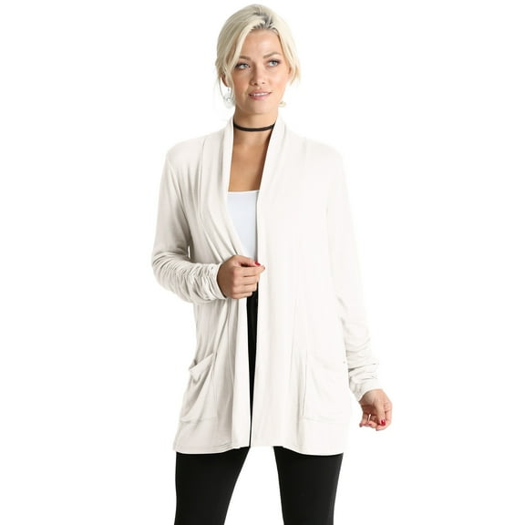 Simlu Long Sleeve Lightweight Cardigan Sweater for Women with Pockets Reg. and Plus Size