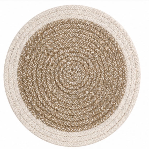 Round Jute Table Mat Dual Tone Design Dining Placemat Natural Fiber Heat Resistant Anti Slip Table Decor