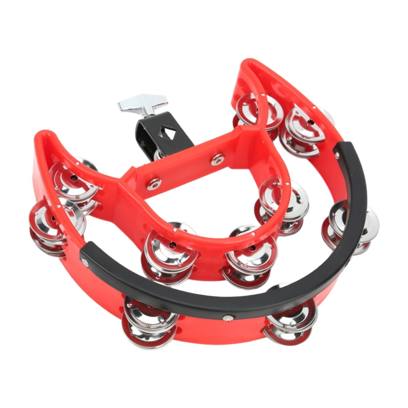 QccHieUs Hi Hat Tambourine Percussion Accessories Metal Shaker Mountable Double Row Bells