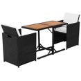 thumbnail image 2 of vidaXL 3 Piece Bistro Set with Cushions Poly Rattan Black, 2 of 5