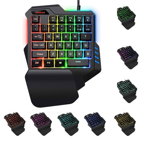 EEEkit One Handed Keyboard One-Handed Mechanical Gaming Keyboard RGB LED Backlit SADES Portable Mini Gaming Keypad for LOL/PUBG/Wow/Dota/OW/Fps (Best Dota 2 Keyboard)