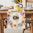 thumbnail image 5 of Flower Garland Table Runner, Bee Watercolor Flower Kitchen Table Runners Dress Scarves for Table Decorations Party/Restaurant/Indoor Outdoor Use, 18x72in, 5 of 9