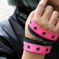 thumbnail image 6 of Gothic Zipper Wristband Wide Jewelry PU Leather Punk Bracelet for Women Men Pink, 6 of 7