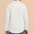 thumbnail image 4 of Back to School Boys Shirt Collared Long Sleeve Button Down Solid Dress Shirts Comfortable Preppy Active Breathable T Shirts, 160, 4 of 5