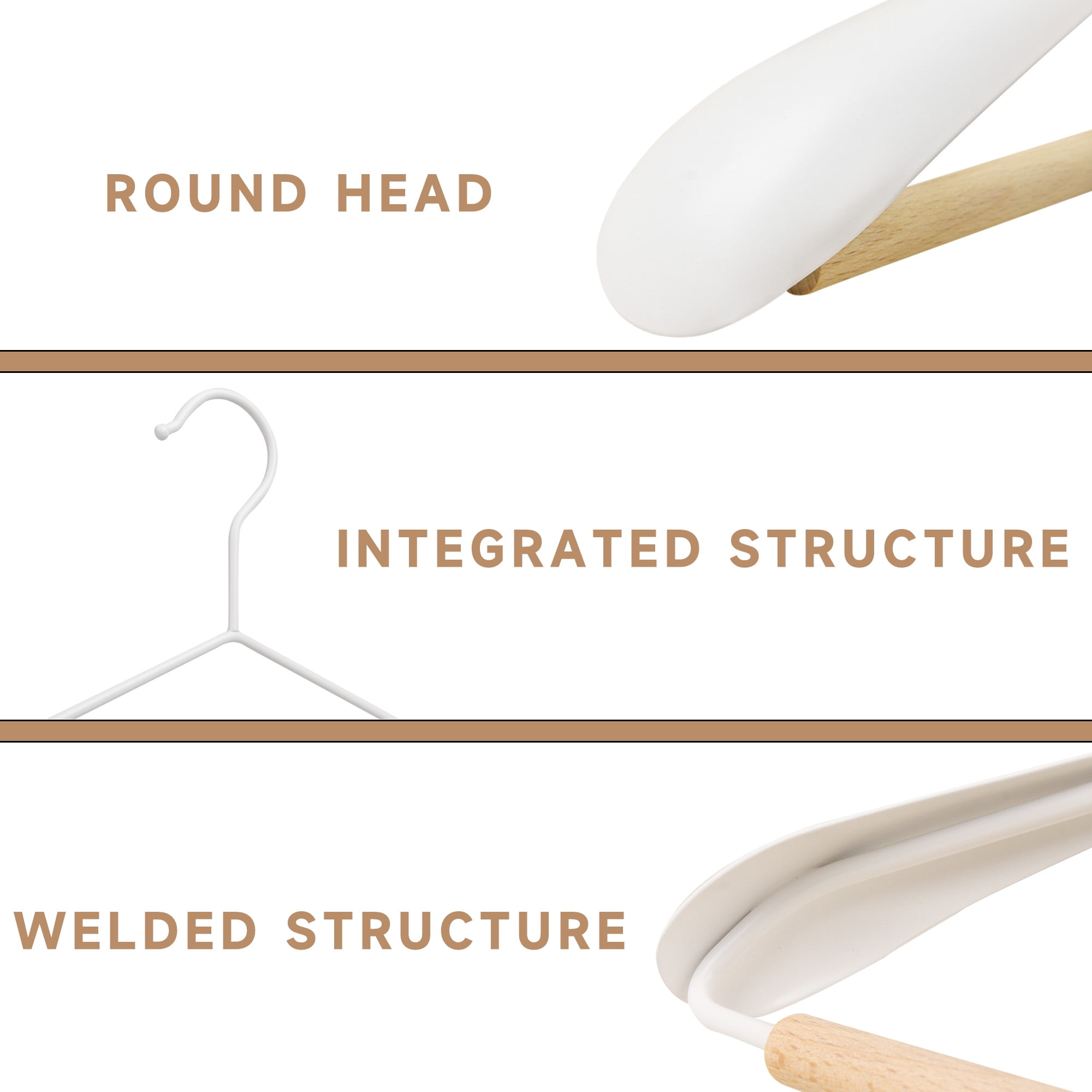 BP4U 12-Pack Heavy Duty Metal Wide Shoulder Suit Hangers, Welded Coat Hangers with Beech Wood Pants Bar(White)