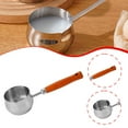 thumbnail image 6 of Fiocias Mini Hot Oil Pan Butter Melting Pot Cooking Multiuse Stainless Steel Egg Skillet Wood Handle 22.5cm, 6 of 9