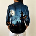 thumbnail image 4 of Garbnen Halloween Polo Shirt for Women Funny Ghost Pumpkin cat Golf Shirts for Women Fall Winter 3/4 Length Sleeve Pullover for Women Black XL, 4 of 4