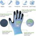 thumbnail image 2 of 7 Pairs Women’s Gardening Gloves, EN388 2131X, Breathable Micro-Foam Coating, Durable Protective Work Gloves, 3 Purple + 3 Blue + 1 Grey, X-Large, 2 of 6