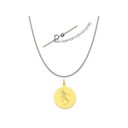 - Sterling Silver Two-Tone St. Christopher Baseball Medal Charm on a Box Chain, 18