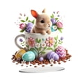 thumbnail image 3 of Pascua Acrílico Conejo Ornamento impermeable, 2D liviano con base, recolección, decoración de escritorio decoración de Pascua para dormitorio de, 3 of 9