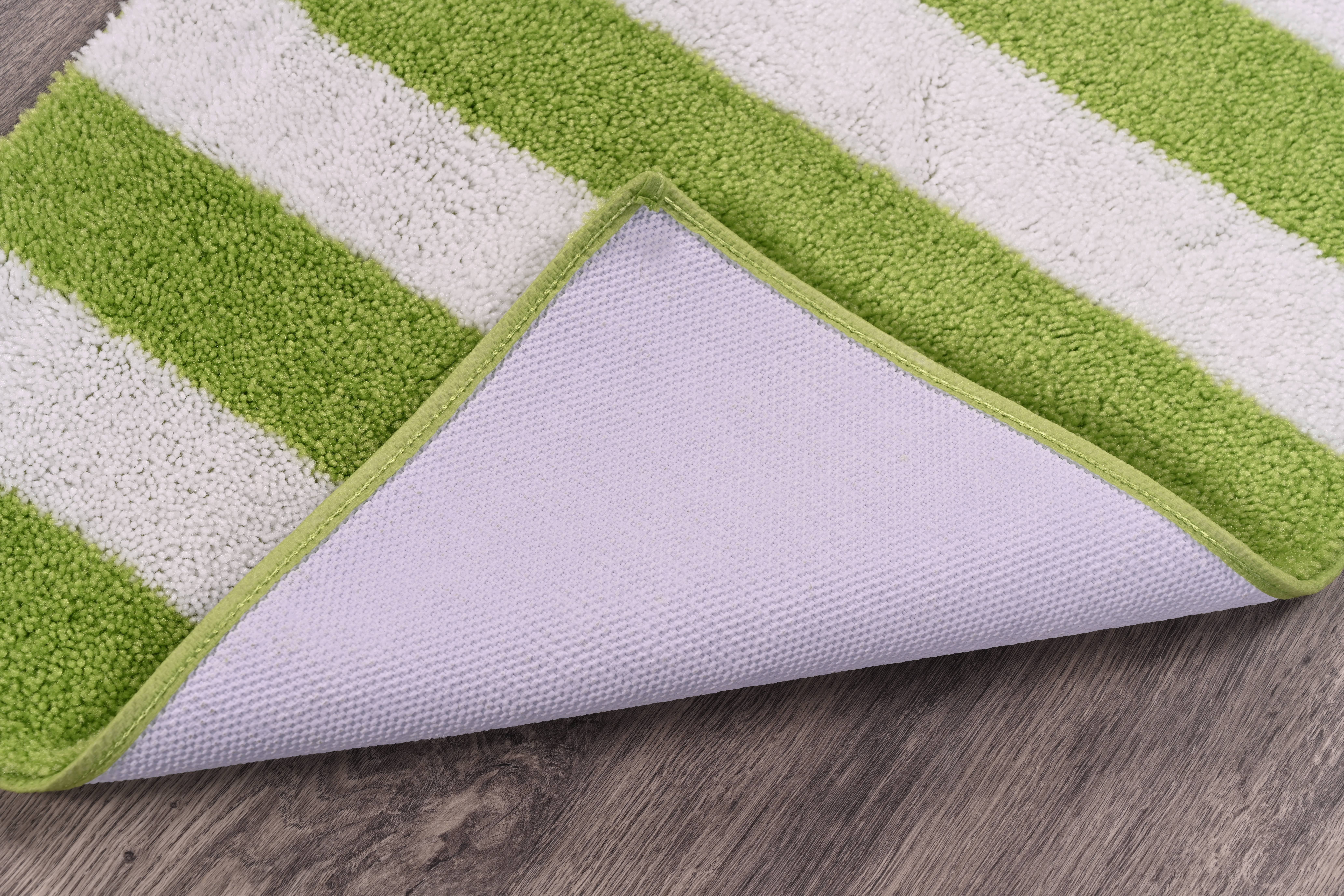 Garland Rug Beach Stripe Washable Lime Green/White Bathroom Rug, 21" x 34"