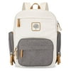 Parker Baby Diaper Backpack - Full Zip Diaper Bag with Insulated Pockets & Gray Accents - Cream
