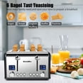 thumbnail image 3 of KITCHMIX Tostador de 4 rebanadas, acero inoxidable, temporizador LCD, ranuras extra anchas, visualización doble, bagel, pan, gris, 3 of 5