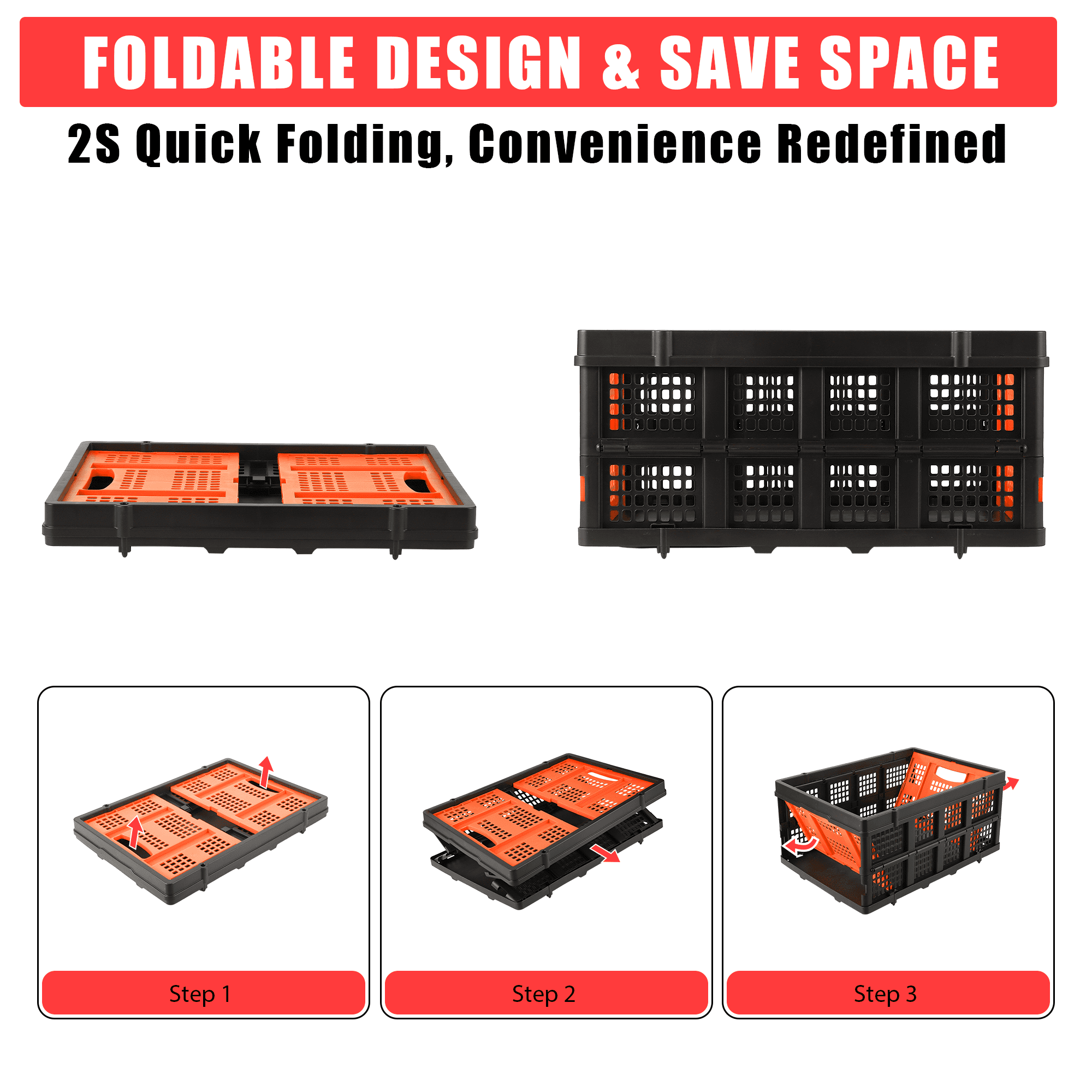 Heavy-Duty Collapsible Milk Crate with Handles – Image 4