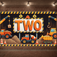 thumbnail image 6 of Construction Vehicles Construction Birthday Banner Orange Color 2nd Birthday Display Traffic Cones Yellow Black Stripes Truck Theme Backdrop for 2nd Birthday Party Kids Celebration Boys Party, 6 of 9