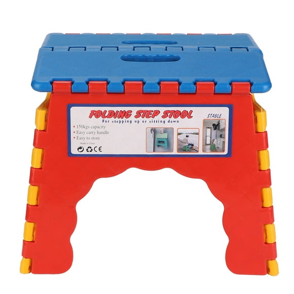 Portable Small Stool Child Folding Chair Change Shoe Stool 22*16.5*19cm(Chair Surface Blue)