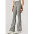 thumbnail image 5 of Waffle Textured Fleece Lined Drawstring Waist Flare Pants - Light Heather Gray, 5 of 9