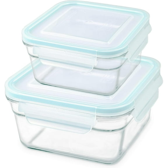 Glasslock Storage Square Containers 26oz & 12oz Anti Spill Microwave & Oven Safe (Set of 2)