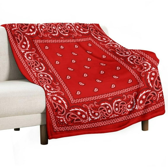 Red Paisley Bandana Throw Blanket for Women, Men & Kids - Super Soft Plush Blanket Throw Fleece Blanket Animal Blanket
